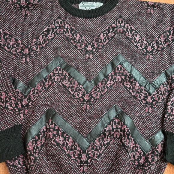 Marc Daniels Vintage 90s Patchwork Sweater Size M Eclectic Grandpa Fairy Grunge - Picture 7 of 11